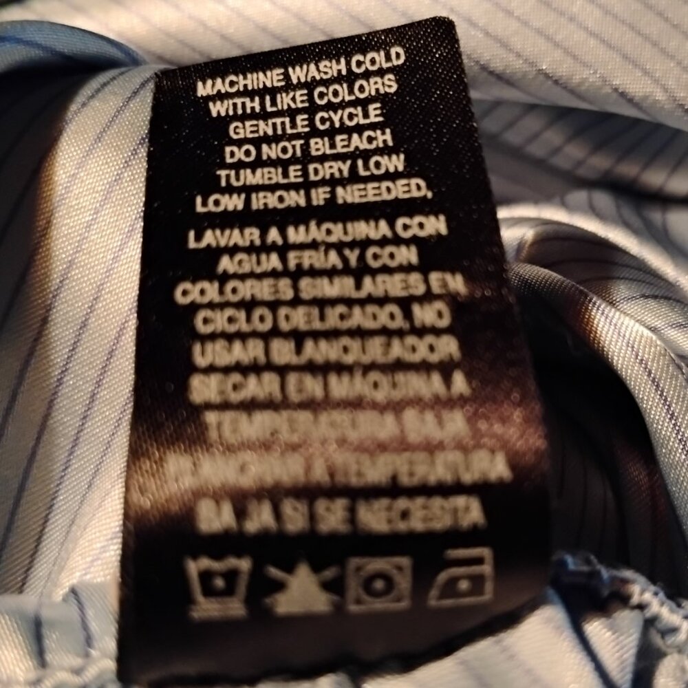 Secret Treasures Pajamas Blue Stripe Satin Button Up Collar Crop Wide Pants 2X - Picture 11 of 12